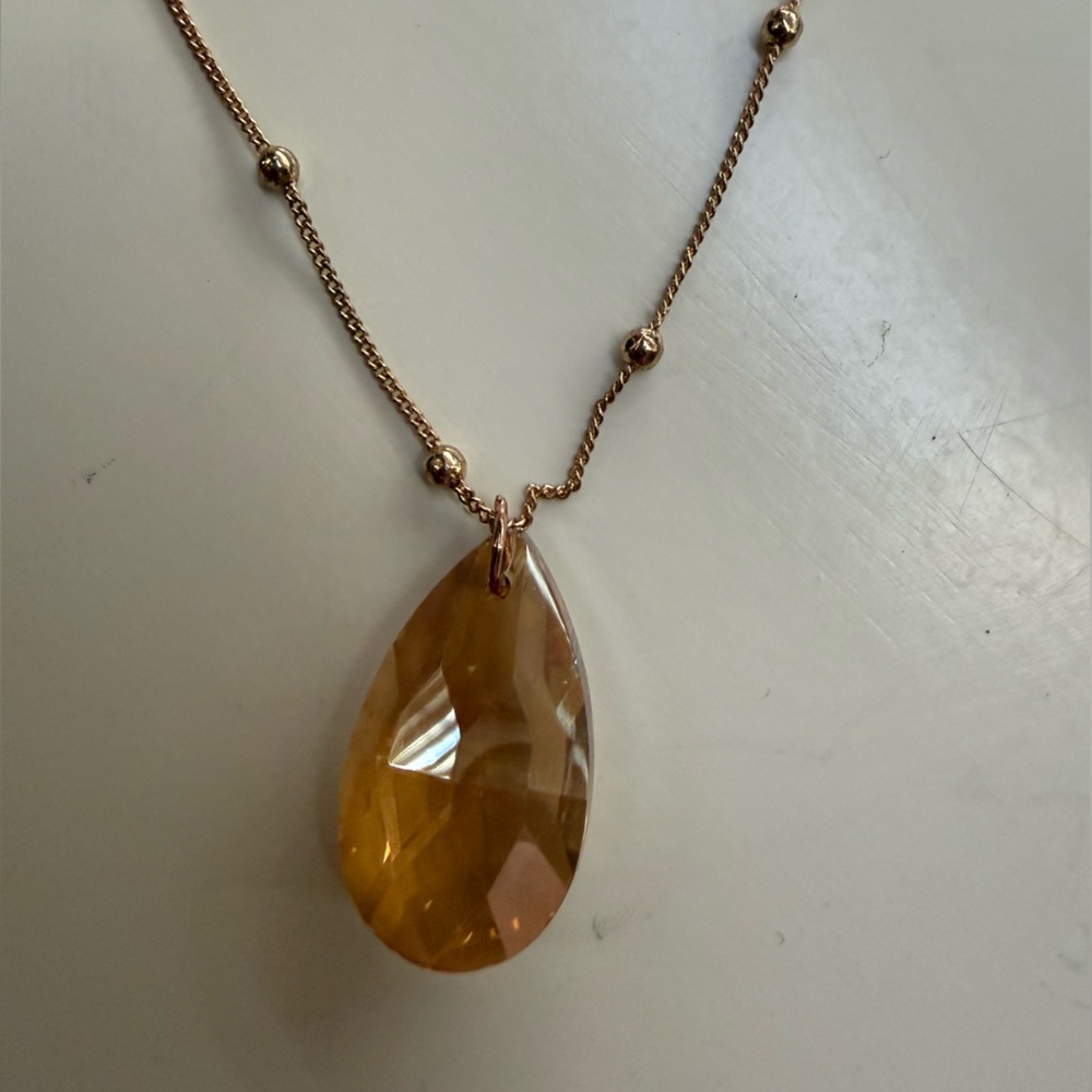 Aldo Gold and Amber Teardrop Necklace